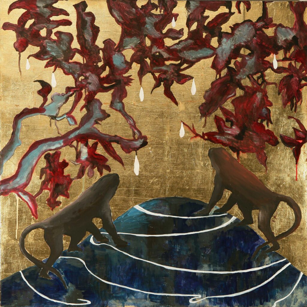 2007_Reaching_Out_Oil_Gold_Leaf_Canvas_121x121cm